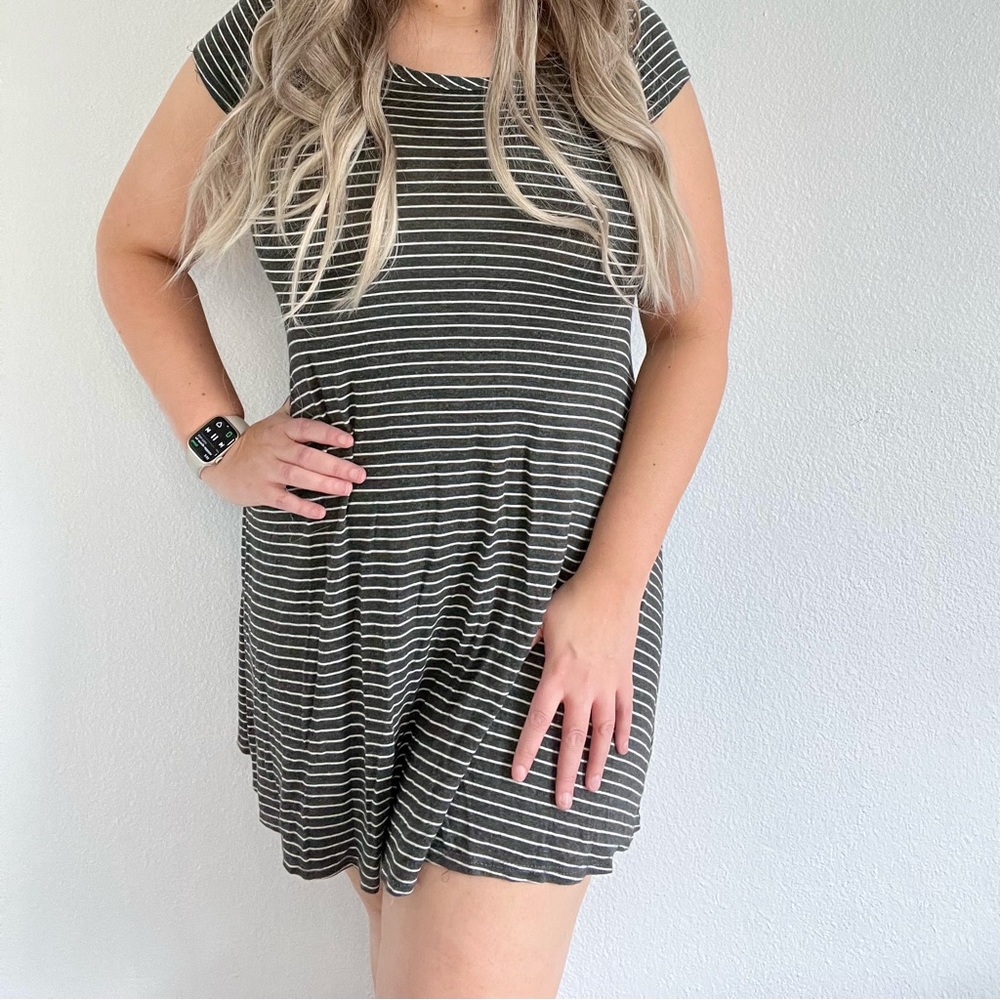 TMG Striped T-Shirt Dress Grey Small